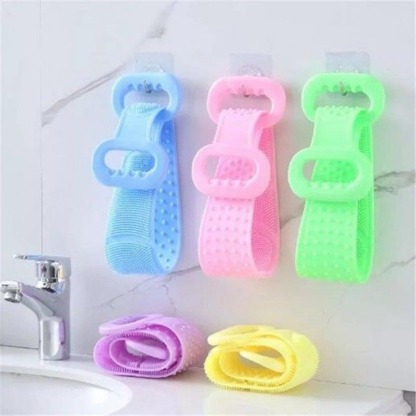 60 Cm Silikon Sırt Kesesi, Banyo Duş Lifi, Sırt Keseleme Fırçası, Lif, Silikon Lif, Banyo Kesesi - 4