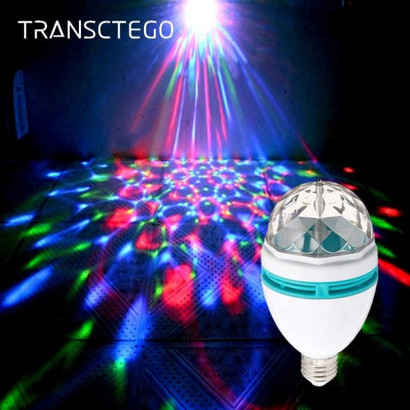 Renkli Disko Ampulü Lambası E27 Duy Led Ampul Dönen Disco Topu Lamba Işık Ampül Hareketli - 5