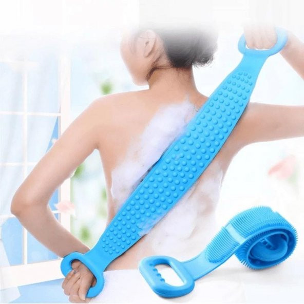 60 Cm Silikon Sırt Kesesi, Banyo Duş Lifi, Sırt Keseleme Fırçası, Lif, Silikon Lif, Banyo Kesesi - 5