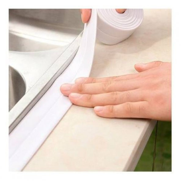 3.2 M BANYO KÜVET MUTFAK LAVABO BEYAZ SU SIZDIRMAZ BANT SU GEÇİRMEZ KENAR BANDI SIZDIRMAZLIK TAMİR 1 - 3