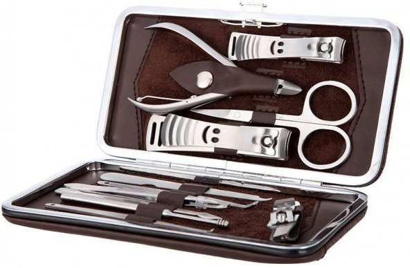 12li Manikür Pedikür Tırnak Bakım Seti Takımı Çantalı Tırnak Makası Manikür Bıçağı Akne İğnesi - 4