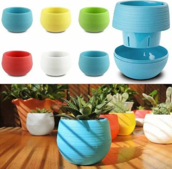 5 Adet Mini Şeker Saksı Kaktüs Saksısı Elvan Saksı Minik Küçük Karışık Renkli Saksı 0,13 Litre - 4