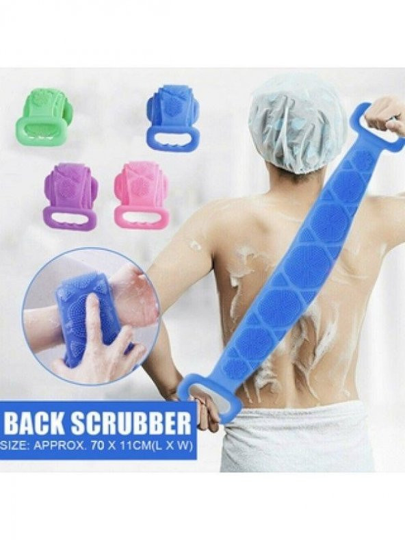 Büyük Boy Banyo Duş Sırt Kesesi Çift Taraflı Silikon Duş Lifi Fırçası 60 Cm - 8