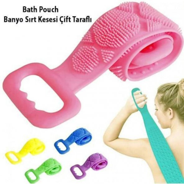 60 Cm Silikon Sırt Kesesi, Banyo Duş Lifi, Sırt Keseleme Fırçası, Lif, Silikon Lif, Banyo Kesesi - 8
