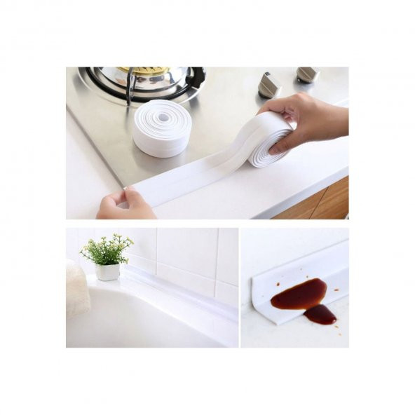 3.2 M BANYO KÜVET MUTFAK LAVABO BEYAZ SU SIZDIRMAZ BANT SU GEÇİRMEZ KENAR BANDI SIZDIRMAZLIK TAMİR 1 - 7
