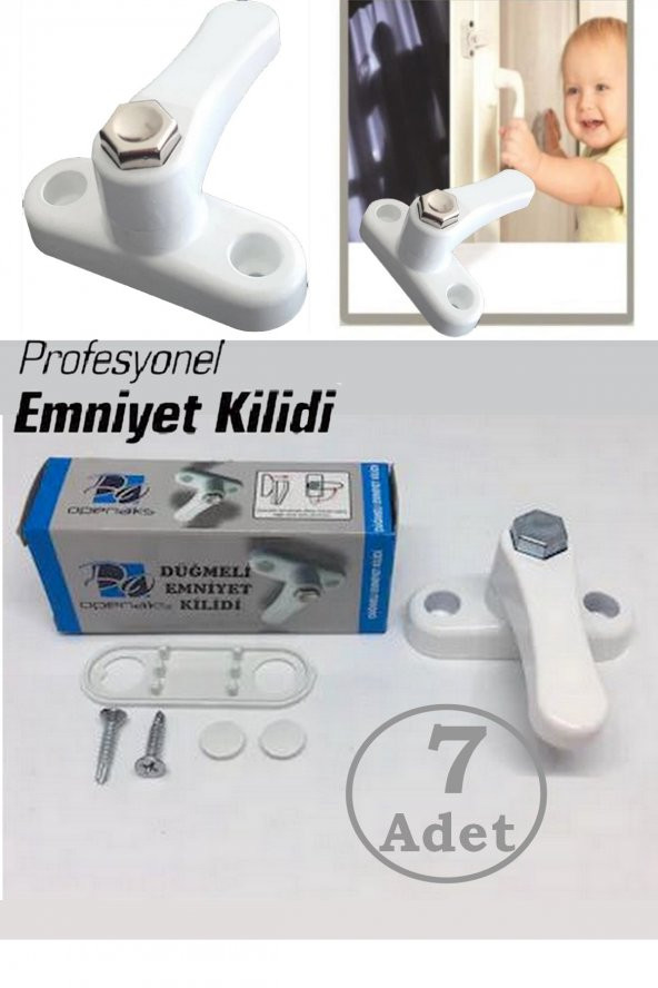 7 Adet Çelik Pvc Kapı Pencere Emniyet Kilit Pimapen Kilidi Bebek Çocuk Güvenlik Kiliti Düğmeli