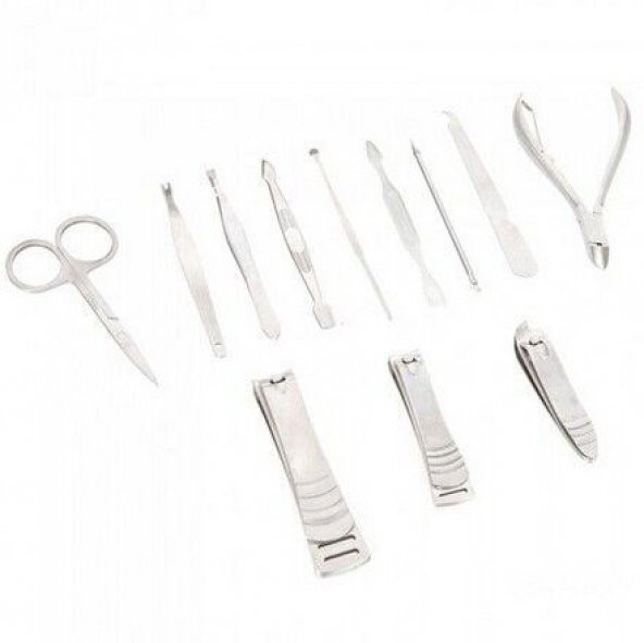 12li Manikür Pedikür Tırnak Bakım Seti Takımı Çantalı Tırnak Makası Manikür Bıçağı Akne İğnesi - 6