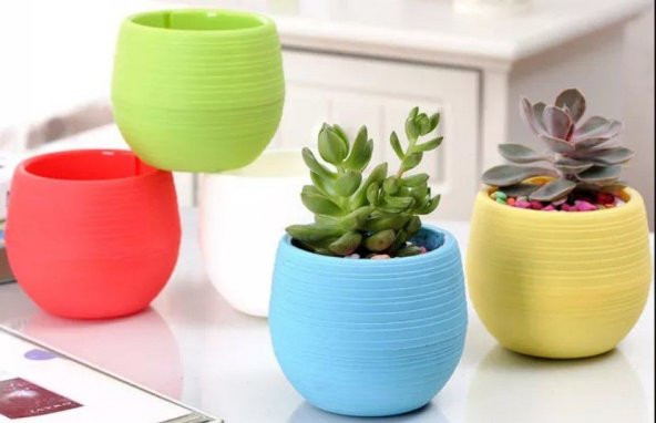 10 Adet Mini Şeker Saksı Kaktüs Saksısı Elvan Saksı Minik Küçük Karışık Renkli Saksı 0,13 Litre - 6