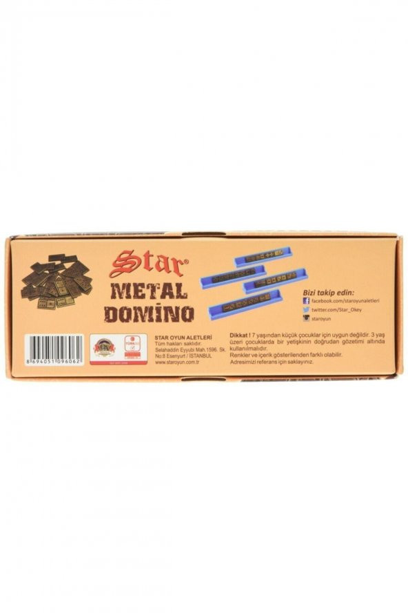 Star Domino Zamak Büyük Boy Domino Oyun Seti Metal Domino Taşı Seti Metal 1. Kalite Metal Domino - 4