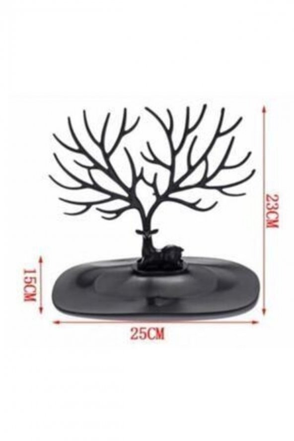 Geyik Tasarımlı Siyah Takı Standı Yüzük Küpe Kolye Askılığı Mücevher Organizer Askı - 2