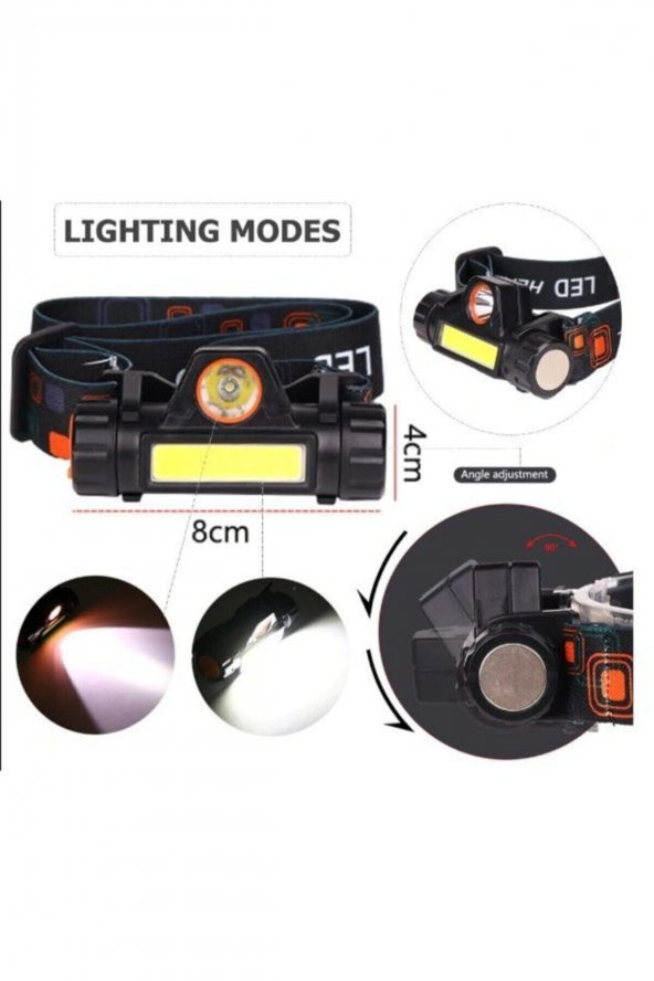 1200 Cob Led Şarjlı Çalışma Lambası Kafa Feneri Kafa Lambası - 5