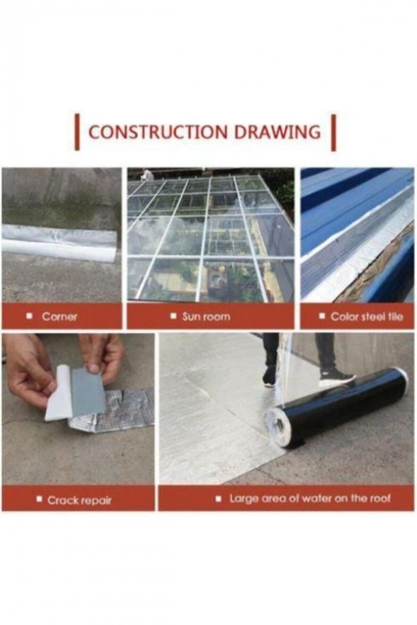 5 Mt X 10 Cm Çamur Bant Su Sızdırmaz Güçlü Tamir Tadilat Bandı Çatı Izolasyon Bandı Tamir Bant - 3