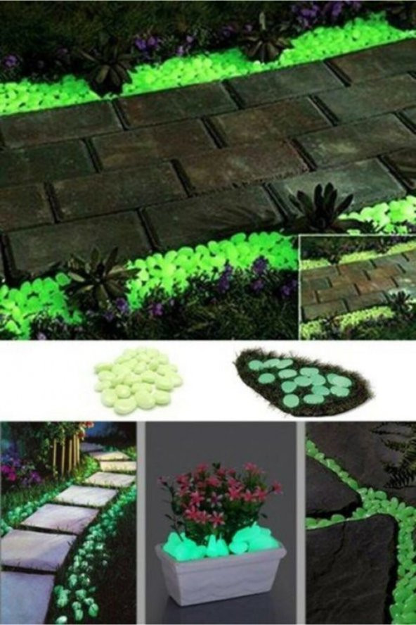 50 Adet Fosforlu Çakıl Taşı Gece Parlayan Fosforlu Çakıl Taşları Akvaryum Dekoratif Fosfor - 3