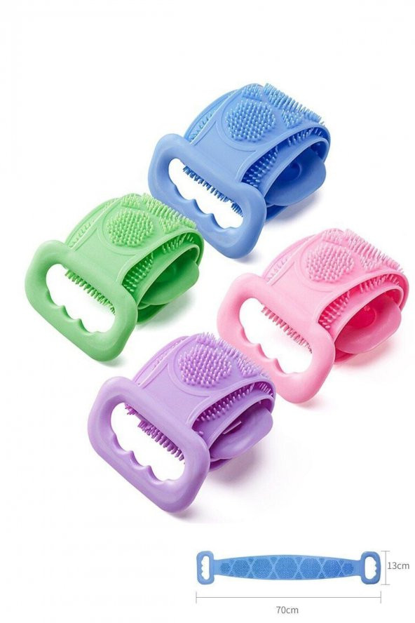 70 Cm Silikon Sırt Kesesi Sırt Keseleme Fırçası Banyo Duş Lifi Banyo Sırt Kesesi Çift Taraflı 70 Cm - 5
