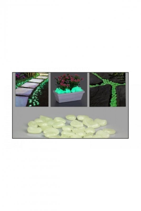 50 Adet Fosforlu Çakıl Taşı Gece Parlayan Fosforlu Çakıl Taşları Akvaryum Dekoratif Fosfor - 8