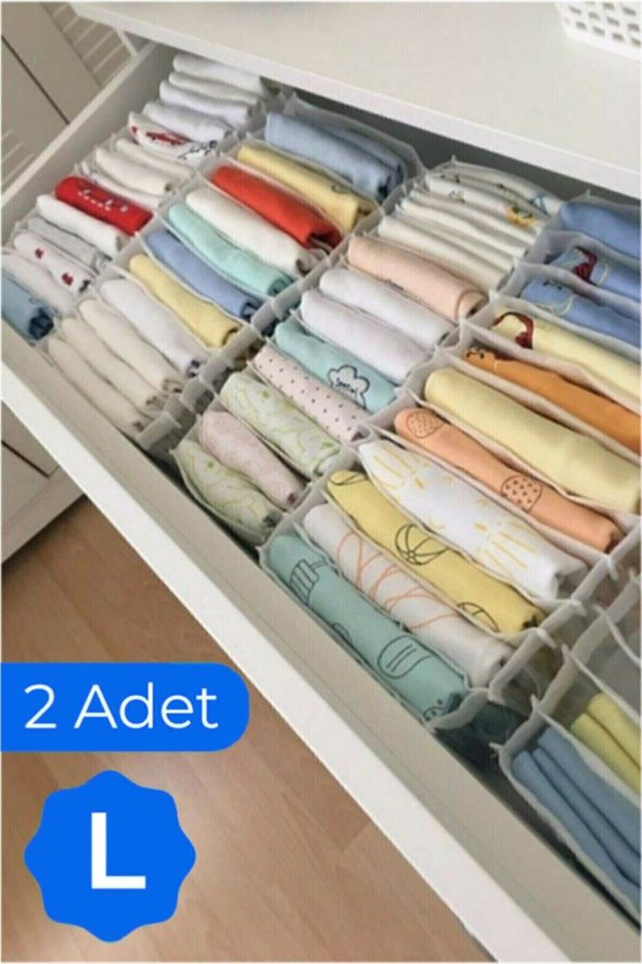 2 Adet - Large 8 Gözlü Çekmece İçi Düzenleyici Organizer - 2 Adet 22 X 35 X 17