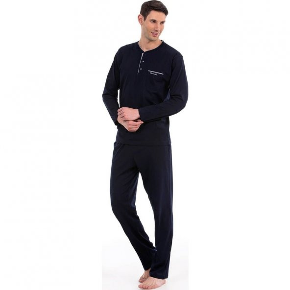 Pierre Cardin 5505 Erkek Çeyizlik Uzun Kollu Pijama Ropdöşambır Takım - Lacivert - 2