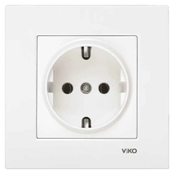 90967008 - Karre Topraklı Priz Beyaz Çerçeveli