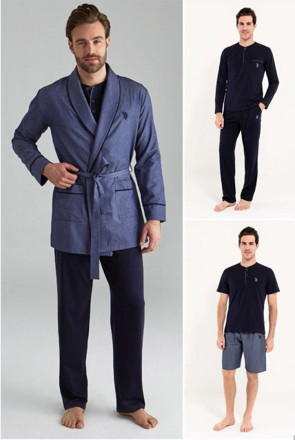 U.S. Polo Assn. 12000 5'li Çeyiz Damat Pijama Takımı Röpdöşambırlı - 2