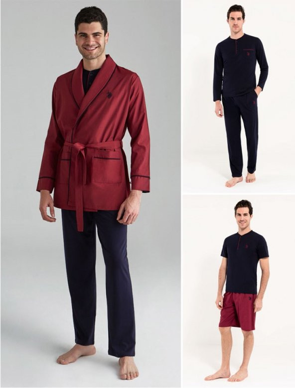 U.S. Polo Assn. 12000 5'li Çeyiz Damat Pijama Takımı Röpdöşambırlı - 3