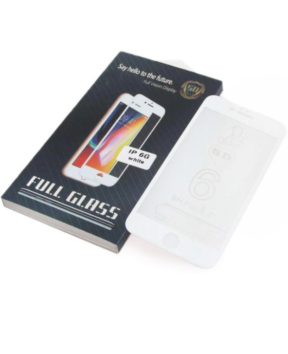 Ekran Koruyucu Kırılmaz 5D Cam Ekran Koruyucu İPhone 6 Beyaz Uyumlu
