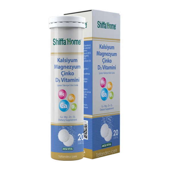 Shiffa home Calcium Magnesium Zinc Vitamin D3 20 effervescents