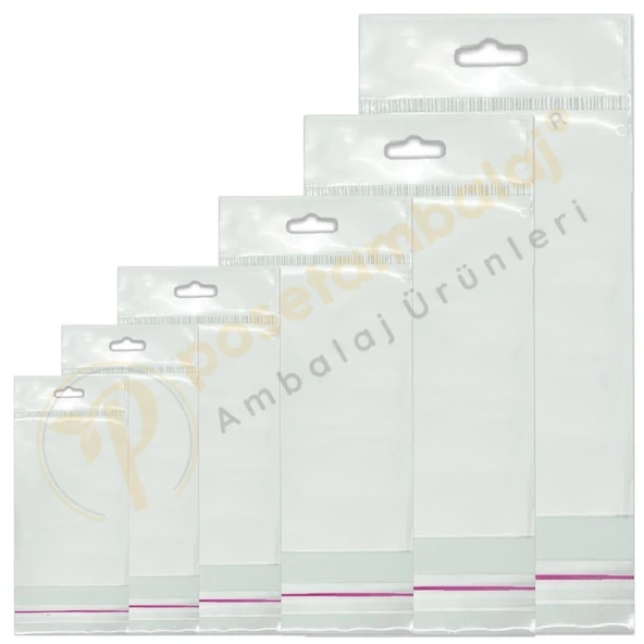 5x50 cm (Kapalı Hali 5x40 cm) 100 Adet Askılı Poşet - Meksika Şapkalı - Resim 5