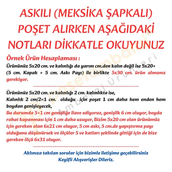 5x30 cm (Kapalı Hali 5x20 cm) 100 Adet Askılı Poşet - Meksika Şapkalı - 2