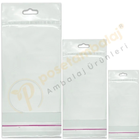 7x20 cm (Kapalı Hali 7x10 cm) 100 Adet Askılı Poşet - Meksika Şapkalı - Resim 4