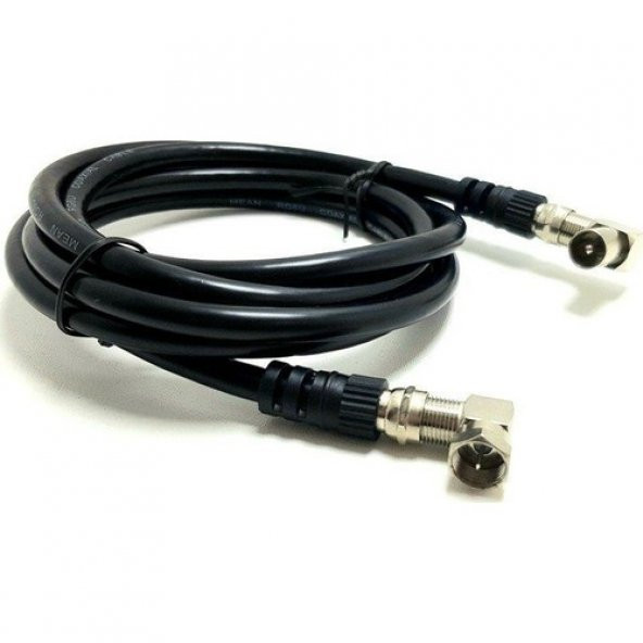 Siyah 1.5Metre L Tipi F Konnektörlü Erkek Anten Fişli Kablo