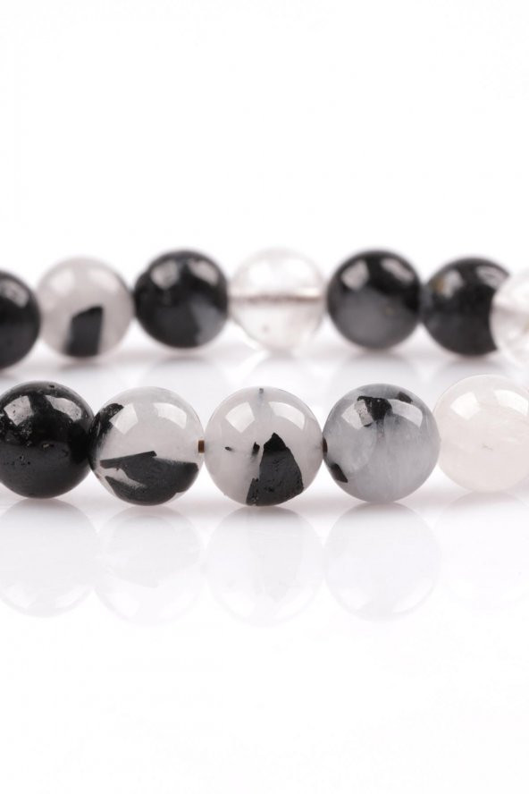 Rutil Kuvars Doğal Taş Bileklik 8 mm Küre Kesim - Resim 2