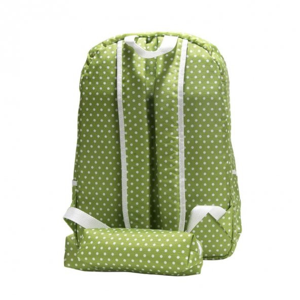Yeşil Beyaz Puantiyeli Sırt Çantası Kalemlik Hediyeli - 4