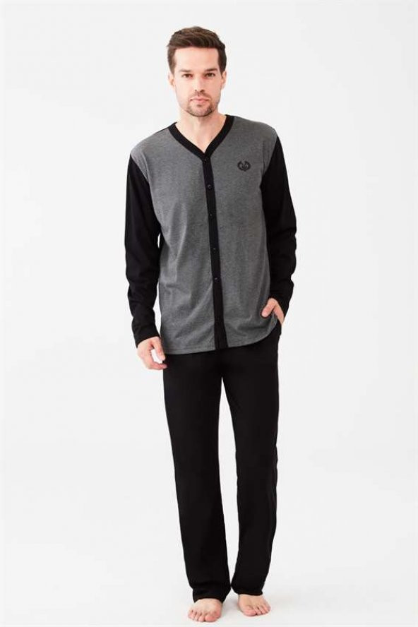 Mod Collection 3572 Erkek Büyük Beden Boydan Patlı Pijama Takımı