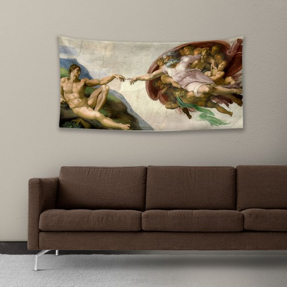 Vagonik  Michelangelo Tanrının Eli Duvar Örtüsü Halısı 70x140 Cm