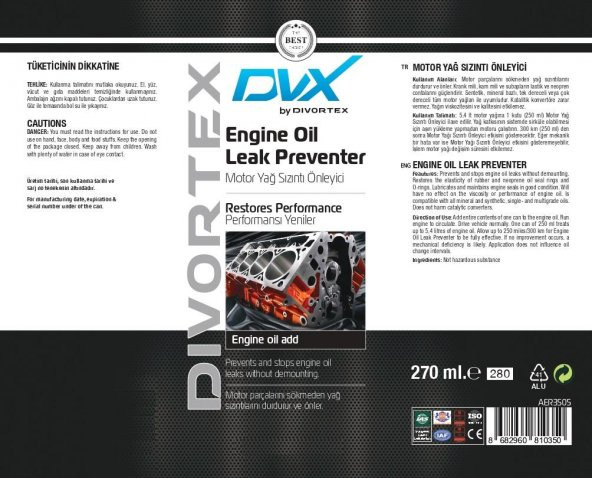 Dvx Motor Yağı Sızıntı Önleyici Tıkayıcı 270 ml - 2