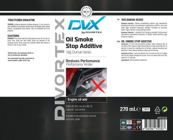 Dvx Duman Kesici Önleyici Yağ Katkısı 270 ml - 2