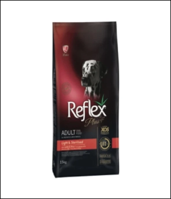 Reflex Plus Medium-Large Kuzu Etli Ve Pirinçli Sterilized & Light Köpek Maması 15 Kg