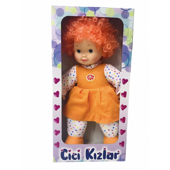 Bonus Saçlı Cici Kızlar Bez Bebek 45 Cm - Portakal Bebek - 2