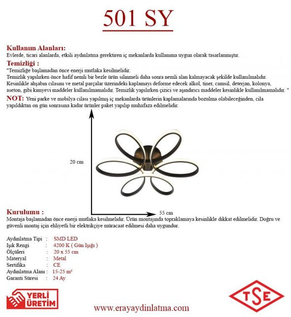 Eray Aydınlatma 501 Siyah Led Avize - 2