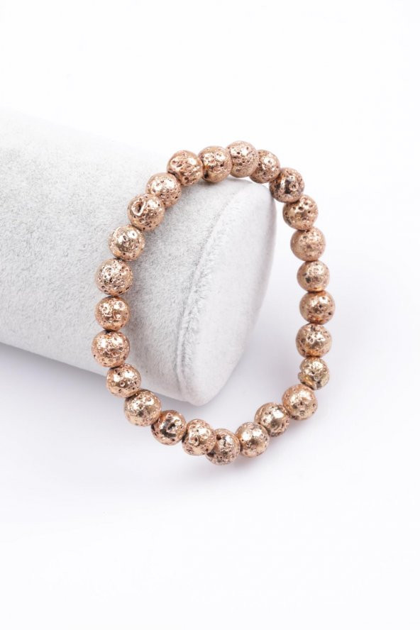 Lav Doğal Taş Rose Renkli Bileklik 8 mm Küre Kesim ürün görseli