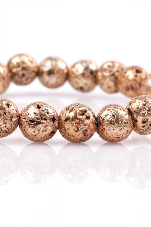 Lav Doğal Taş Rose Renkli Bileklik 8 mm Küre Kesim - Resim 2