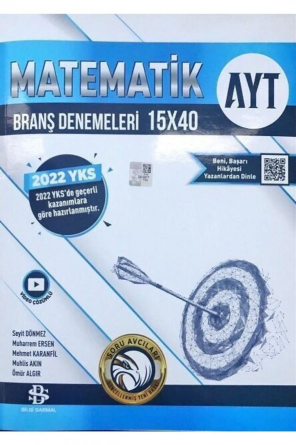 Bilgi Sarmal Ayt Matematik 15 X 40 Branş Denemeleri Yeni 2022