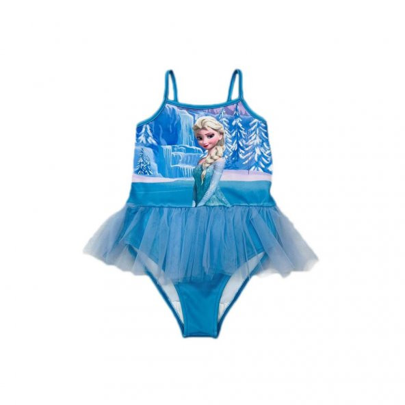 Mavi Elsa Tütülü Kız Çocuk Mayo - Kız Çocuk Bikini - Kız Çocuk Mayokini
