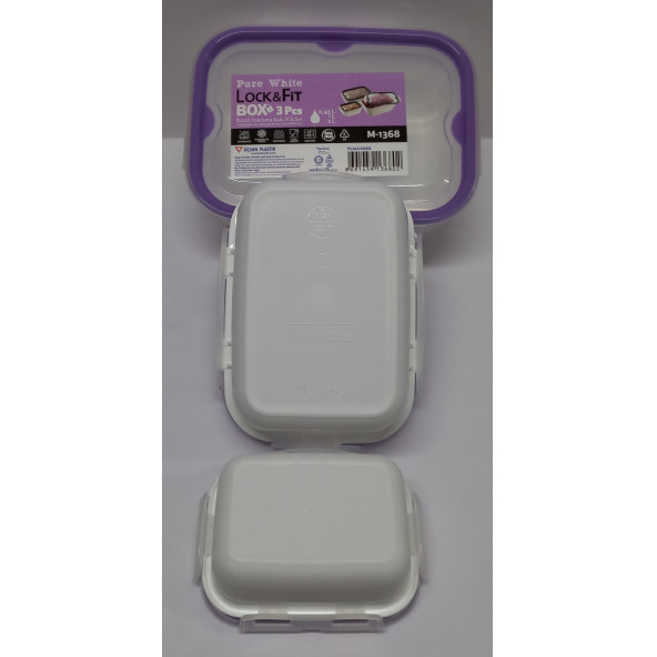 ÜÇSAN PLASTİK / 3 LÜ LÜX YAN KİLİTLİ DİKDÖRGEN SAKLAMA KABI / UZUNLUK 21 _ 28 _ 12 CM GENİŞLİK 15 _ 12 _ 9 CM DERİNLİK 9 _ 7 _ 6 / 2 LT_ 1 _ LT _ 0 45 LT - 2