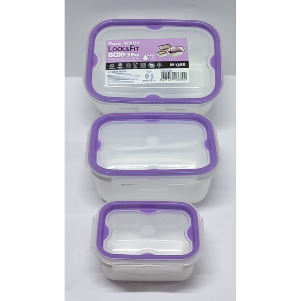 ÜÇSAN PLASTİK / 3 LÜ LÜX YAN KİLİTLİ DİKDÖRGEN SAKLAMA KABI / UZUNLUK 21 _ 28 _ 12 CM GENİŞLİK 15 _ 12 _ 9 CM DERİNLİK 9 _ 7 _ 6 / 2 LT_ 1 _ LT _ 0 45 LT - 3