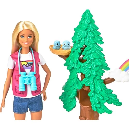 Orjinal Barbie Tropikal Yaşam Rehberi Barbie Bebek ve 10 Hayvan Figürü - 4