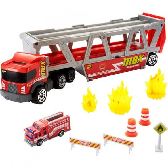 Matchbox İtfaiye Aracı ve Taşıyıcı Tır Oyun Seti GWM23 - Resim 3
