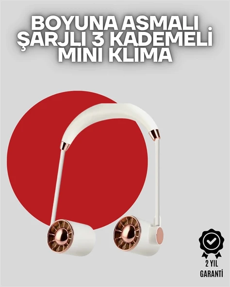 Boyuna Asılan Taşınabilir Küçük Fan | Turbo Motor, 5 Kanat, Katlanabilir Gövde