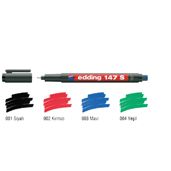 Edding Asetat Kalemi(10 adet) Permanent S Seri 0.3 MM Kırmızı 147 S