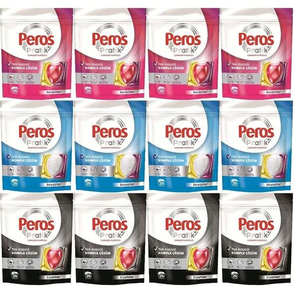 Pratik Matik Çamaşır Deterjanı Kapsülü - Tableti 312 Adet (12PK*26) (Karma Set)